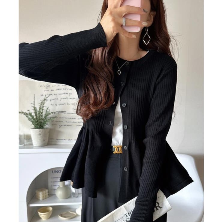 "メリハリ"シルエットで即きれい見え◎リブフリルペプラムカーデトップス（長袖） | Classical Elf  | 詳細画像10 