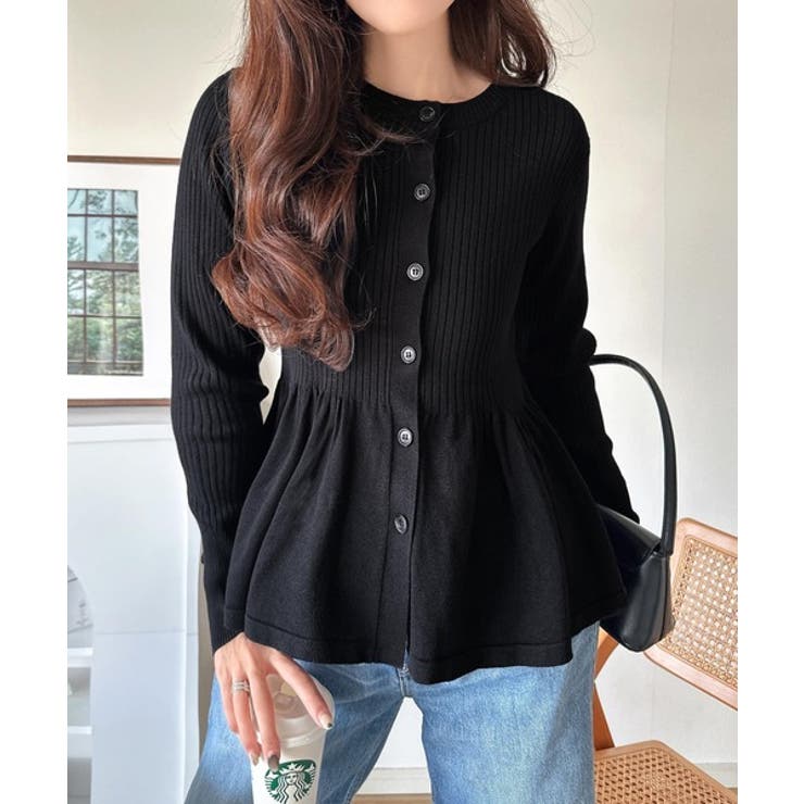 "メリハリ"シルエットで即きれい見え◎リブフリルペプラムカーデトップス（長袖） | Classical Elf  | 詳細画像11 