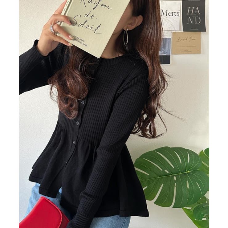 "メリハリ"シルエットで即きれい見え◎リブフリルペプラムカーデトップス（長袖） | Classical Elf  | 詳細画像12 