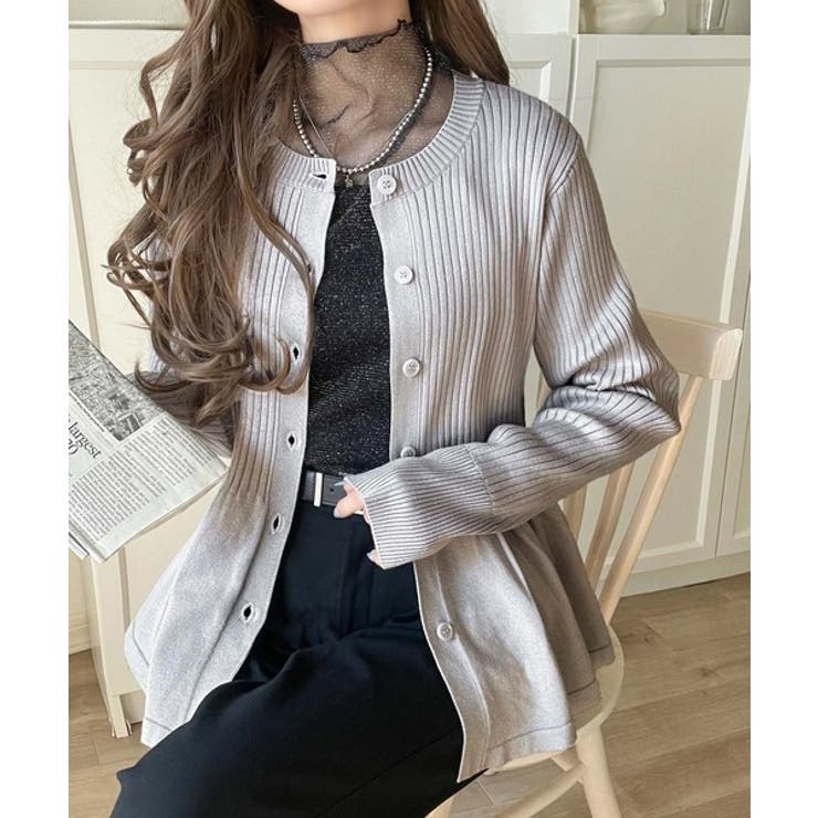 "メリハリ"シルエットで即きれい見え◎リブフリルペプラムカーデトップス（長袖） | Classical Elf  | 詳細画像20 