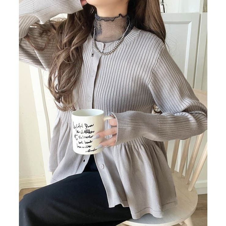 "メリハリ"シルエットで即きれい見え◎リブフリルペプラムカーデトップス（長袖） | Classical Elf  | 詳細画像21 