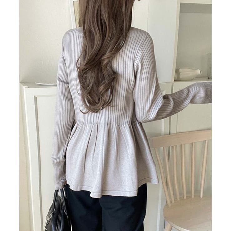 "メリハリ"シルエットで即きれい見え◎リブフリルペプラムカーデトップス（長袖） | Classical Elf  | 詳細画像22 