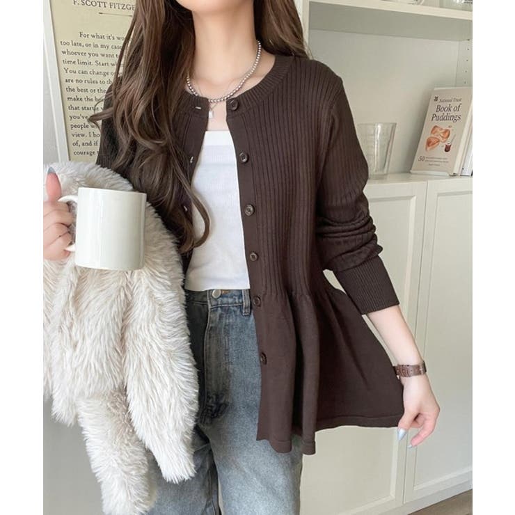 "メリハリ"シルエットで即きれい見え◎リブフリルペプラムカーデトップス（長袖） | Classical Elf  | 詳細画像23 