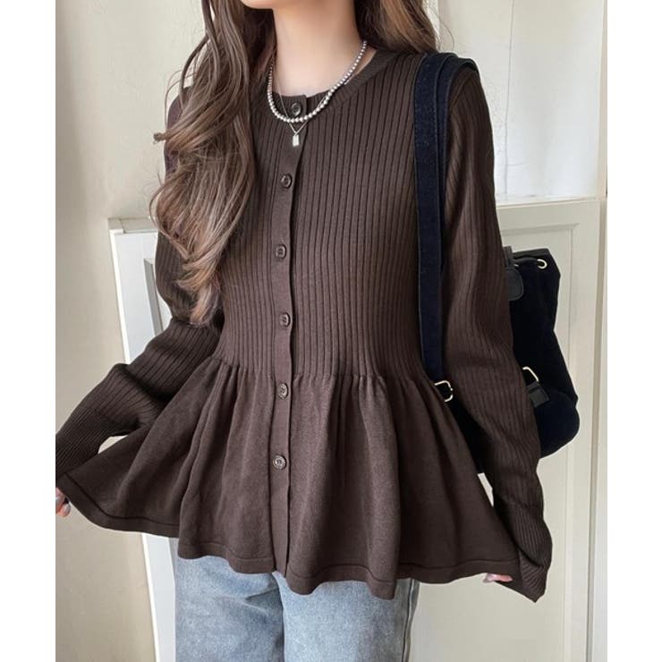 "メリハリ"シルエットで即きれい見え◎リブフリルペプラムカーデトップス（長袖） | Classical Elf  | 詳細画像24 