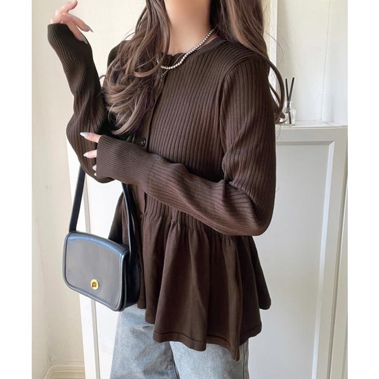 "メリハリ"シルエットで即きれい見え◎リブフリルペプラムカーデトップス（長袖） | Classical Elf  | 詳細画像25 