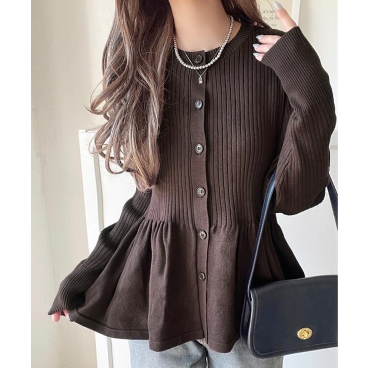 "メリハリ"シルエットで即きれい見え◎リブフリルペプラムカーデトップス（長袖） | Classical Elf  | 詳細画像27 