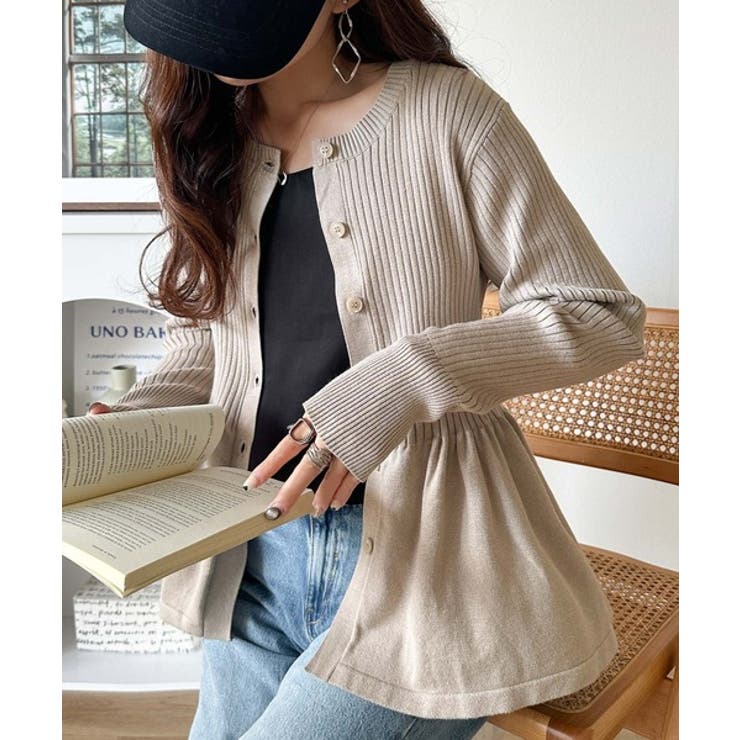 "メリハリ"シルエットで即きれい見え◎リブフリルペプラムカーデトップス（長袖） | Classical Elf  | 詳細画像29 