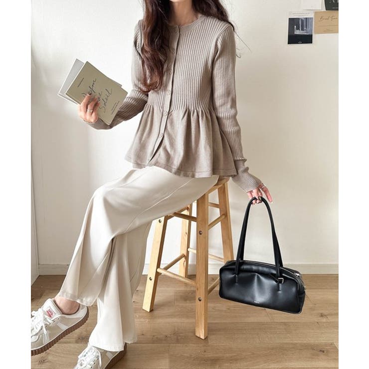 "メリハリ"シルエットで即きれい見え◎リブフリルペプラムカーデトップス（長袖） | Classical Elf  | 詳細画像33 