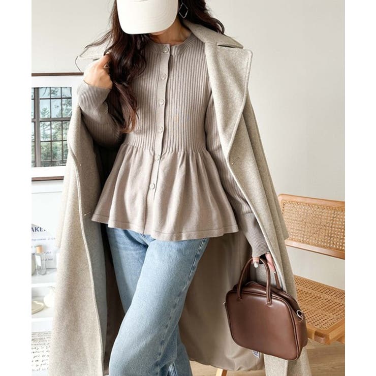 "メリハリ"シルエットで即きれい見え◎リブフリルペプラムカーデトップス（長袖） | Classical Elf  | 詳細画像36 