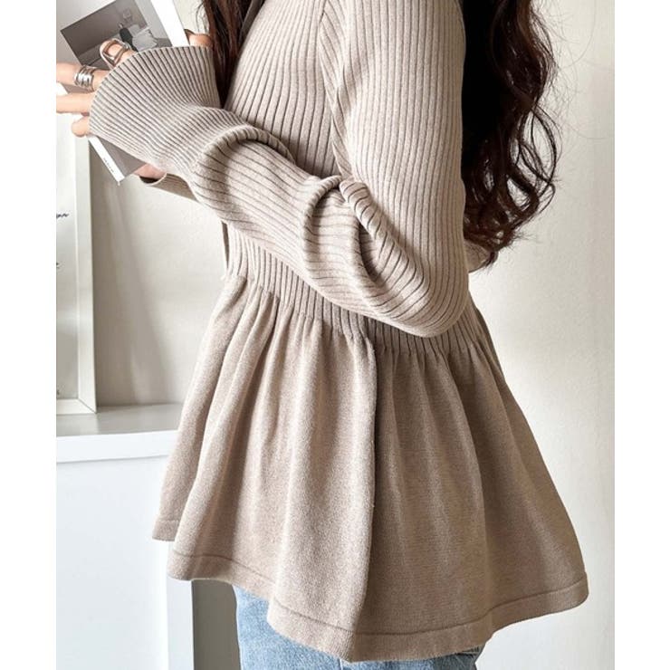 "メリハリ"シルエットで即きれい見え◎リブフリルペプラムカーデトップス（長袖） | Classical Elf  | 詳細画像38 