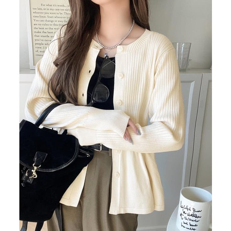 "メリハリ"シルエットで即きれい見え◎リブフリルペプラムカーデトップス（長袖） | Classical Elf  | 詳細画像2 