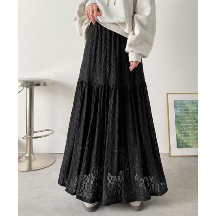 揺れるたびに美しく。上品レディな大人フェミニン。ストレッチレース裾ティアードスカ… | Classical Elf  | 詳細画像14 