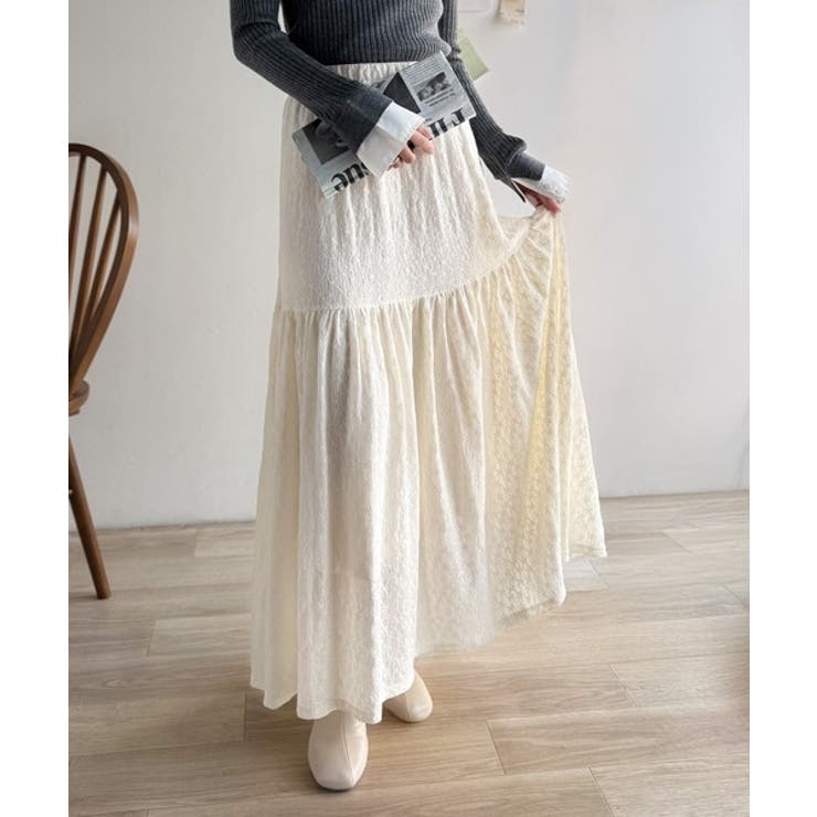 揺れるたびに美しく。上品レディな大人フェミニン。ストレッチレース裾ティアードスカ… | Classical Elf  | 詳細画像2 