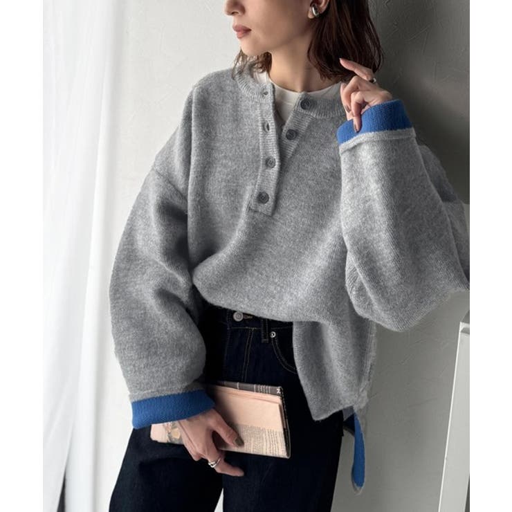 自然な華奢見え。さりげない配色でこなれ感を演出♪ダブルフェイス素材クルーネック配… | Classical Elf  | 詳細画像6 