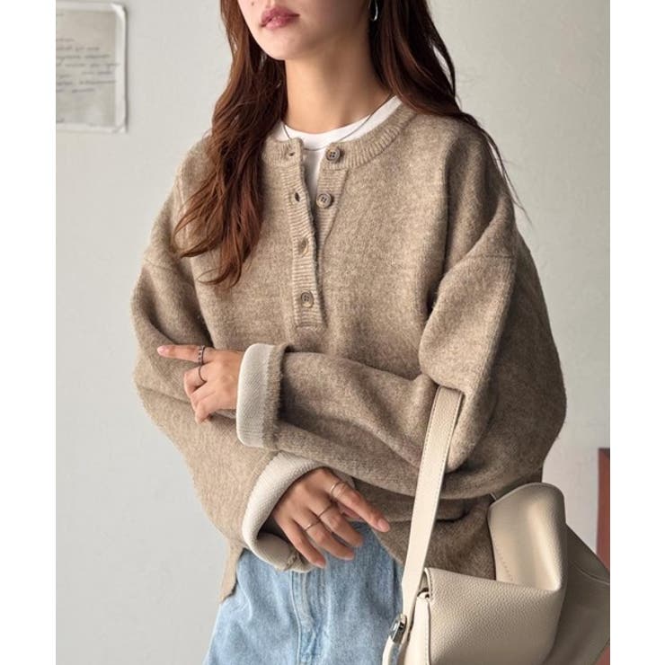 自然な華奢見え。さりげない配色でこなれ感を演出♪ダブルフェイス素材クルーネック配… | Classical Elf  | 詳細画像23 