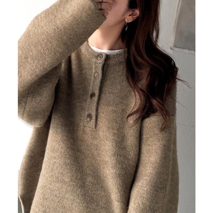 自然な華奢見え。さりげない配色でこなれ感を演出♪ダブルフェイス素材クルーネック配… | Classical Elf  | 詳細画像24 