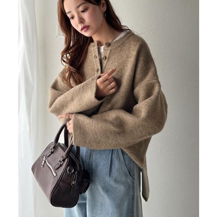 自然な華奢見え。さりげない配色でこなれ感を演出♪ダブルフェイス素材クルーネック配… | Classical Elf  | 詳細画像25 