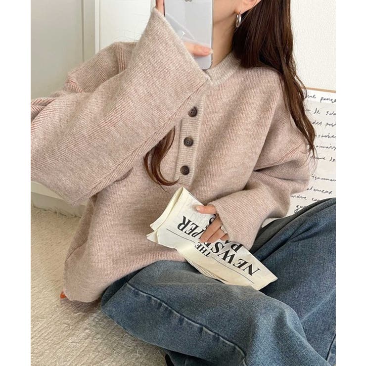 自然な華奢見え。さりげない配色でこなれ感を演出♪ダブルフェイス素材クルーネック配… | Classical Elf  | 詳細画像35 