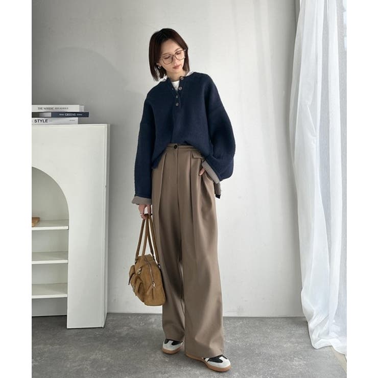 自然な華奢見え。さりげない配色でこなれ感を演出♪ダブルフェイス素材クルーネック配… | Classical Elf  | 詳細画像43 