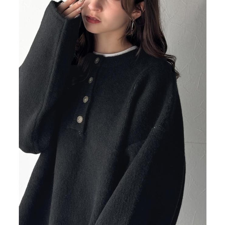 自然な華奢見え。さりげない配色でこなれ感を演出♪ダブルフェイス素材クルーネック配… | Classical Elf  | 詳細画像3 