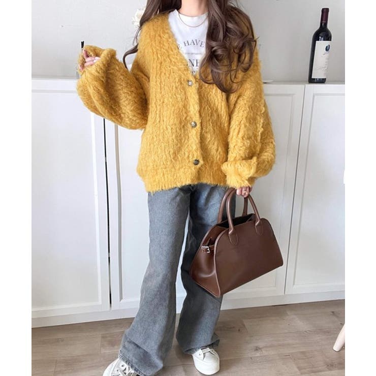 ふんわりボリュームで華やかに◎ロイヤル起毛Vネックカーディガン[品番