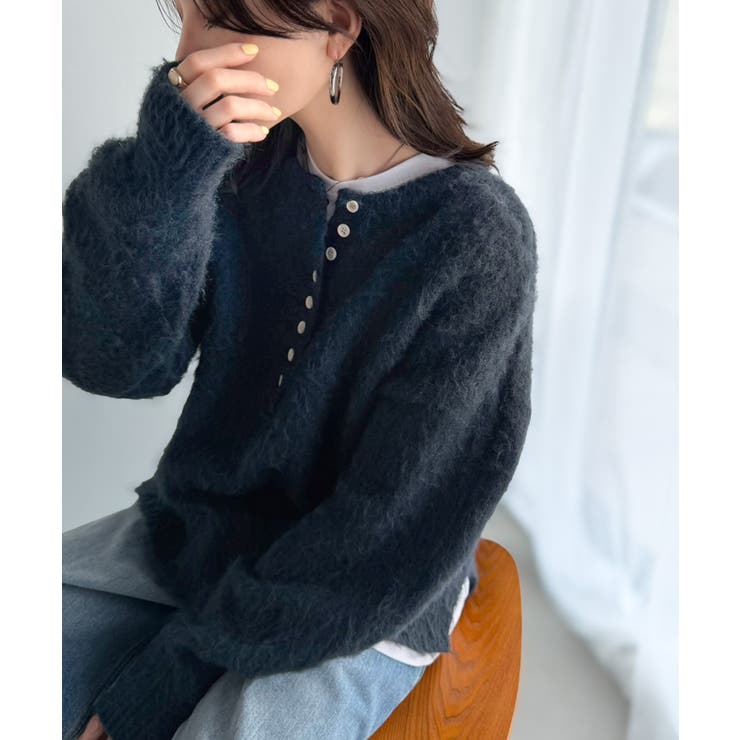 豊富な7色展開！お気に入りの色を見つけよう！ふんわり起毛ヘンリーネックニット | Classical Elf  | 詳細画像33 