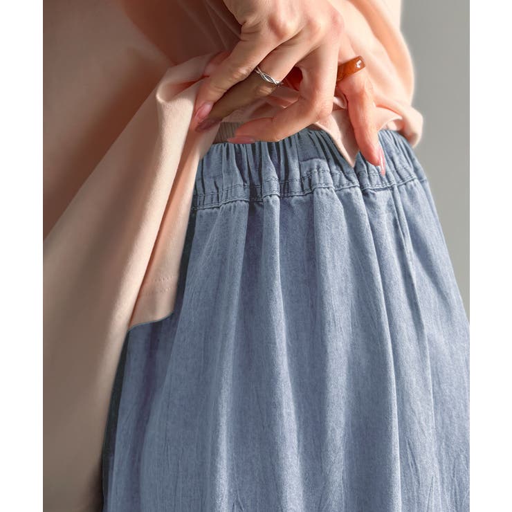 ヴィンテージ感漂う。綿100％ シワ加工デニムティアードスカート | Classical Elf  | 詳細画像27 