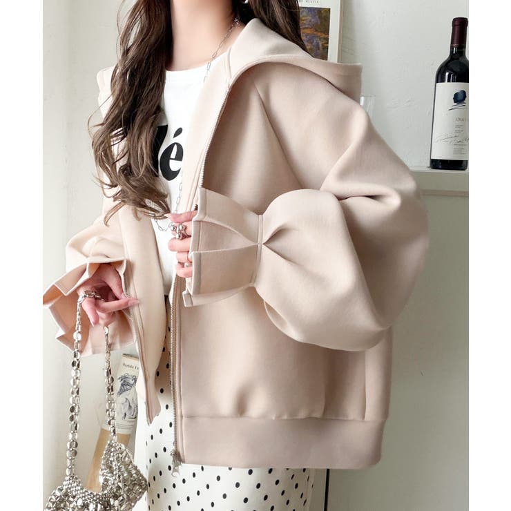 ベージュ | ふんわり、ゆったり、袖にキュン♪ダブルジップキャンディスリーブマシュマロダンボー… | Classical Elf 