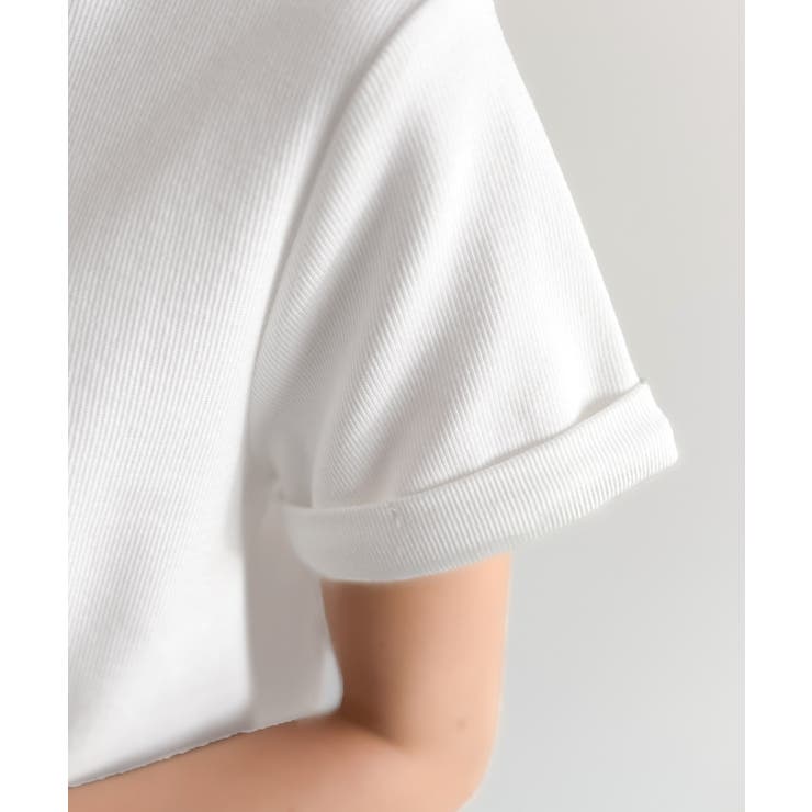 すっきり華奢魅せ。袖ロールアップ胸刺繍入りヘンリーネックリブTシャツ (半袖) | Classical Elf  | 詳細画像27 