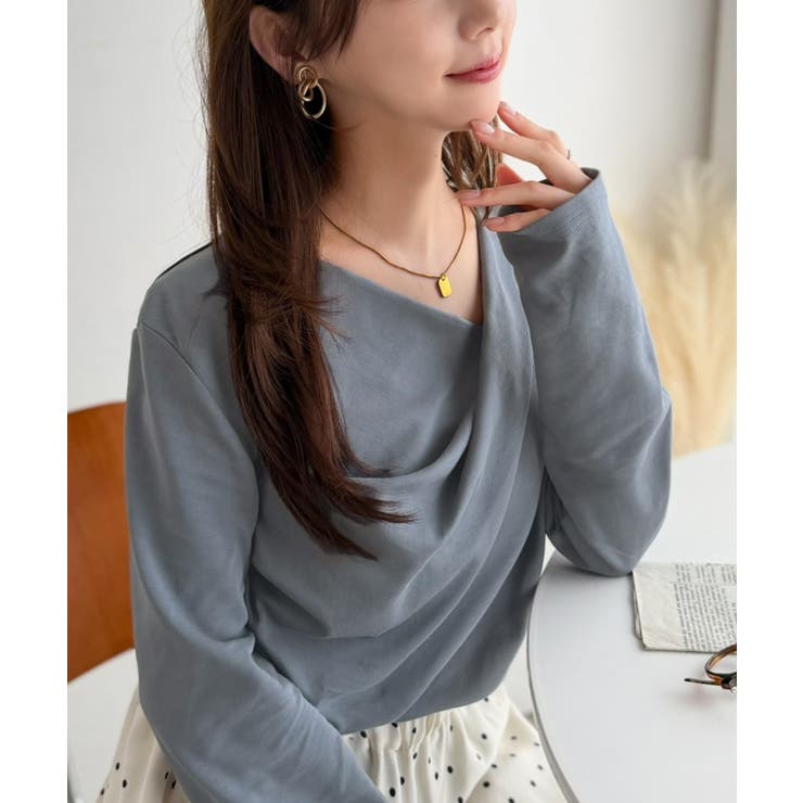 一枚で絵になる、美しい首元。綿100％シルケット素材ドレープネックデザイントップ… | Classical Elf  | 詳細画像31 