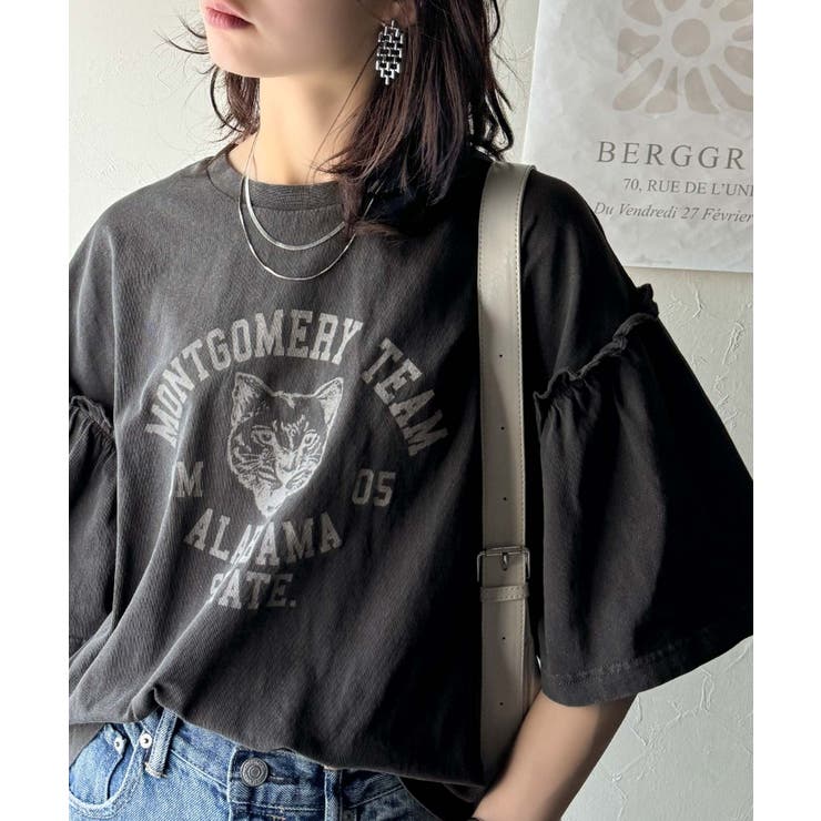 【キッズ】親子リンクコーデ可能◎綿100%カレッジピグメント袖フリルTシャツ | Classical Elf kids | 詳細画像25 