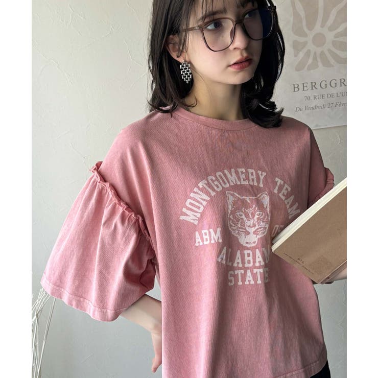 【キッズ】親子リンクコーデ可能◎綿100%カレッジピグメント袖フリルTシャツ | Classical Elf kids | 詳細画像28 