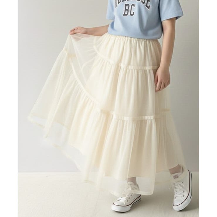 アイボリー | 【キッズ】 親子お揃い リンクコーデできちゃう！チュールティアードスカート | Classical Elf kids