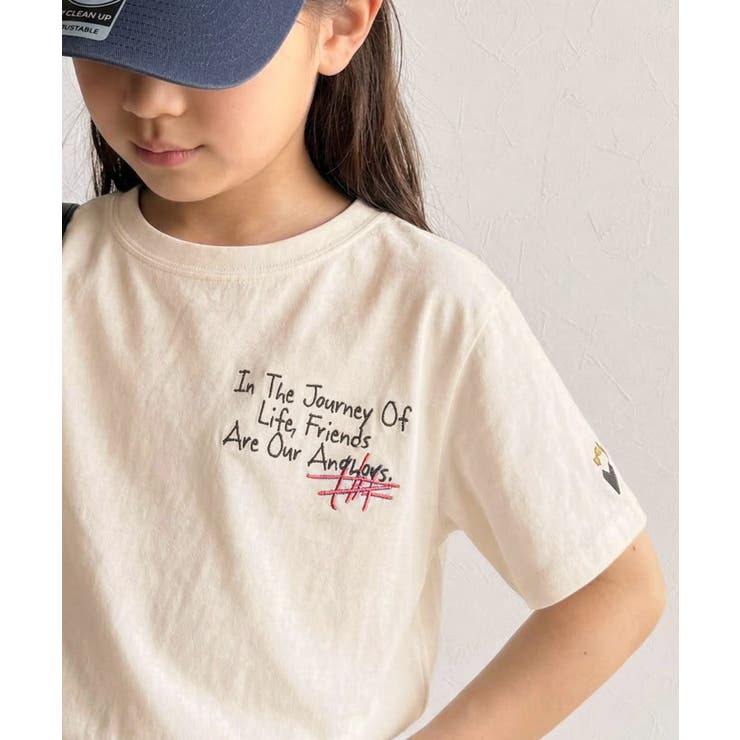 アイボリー | 【キッズ】親子リンクコーデも楽しめる！綿100%らくがき風刺繍 無地＆ボーダー柄… | Classical Elf kids