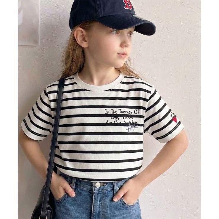 【キッズ】親子リンクコーデも楽しめる！綿100%らくがき風刺繍 無地＆ボーダー柄… | Classical Elf kids | 詳細画像17 