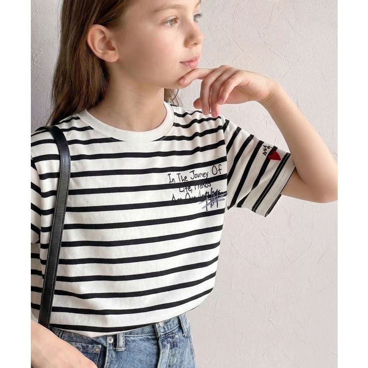 【キッズ】親子リンクコーデも楽しめる！綿100%らくがき風刺繍 無地＆ボーダー柄… | Classical Elf kids | 詳細画像18 