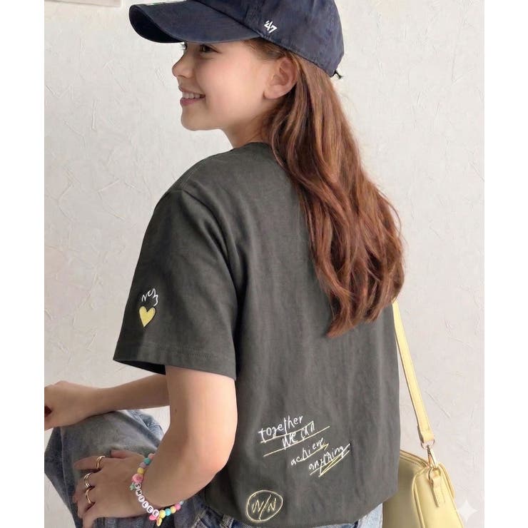 チャコール | 【キッズ】親子リンクコーデも楽しめる！綿100%らくがき風刺繍 無地＆ボーダー柄… | Classical Elf kids