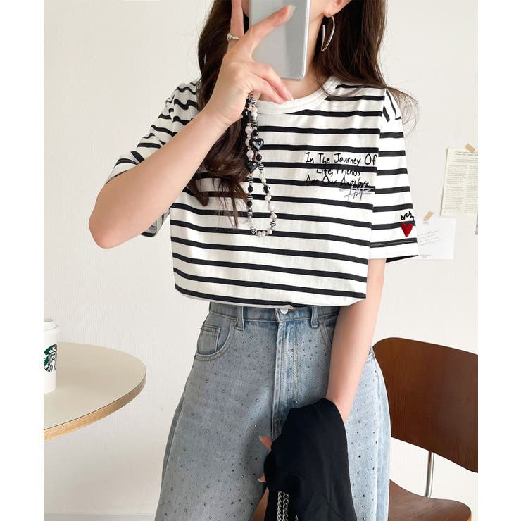 【キッズ】親子リンクコーデも楽しめる！綿100%らくがき風刺繍 無地＆ボーダー柄… | Classical Elf kids | 詳細画像38 