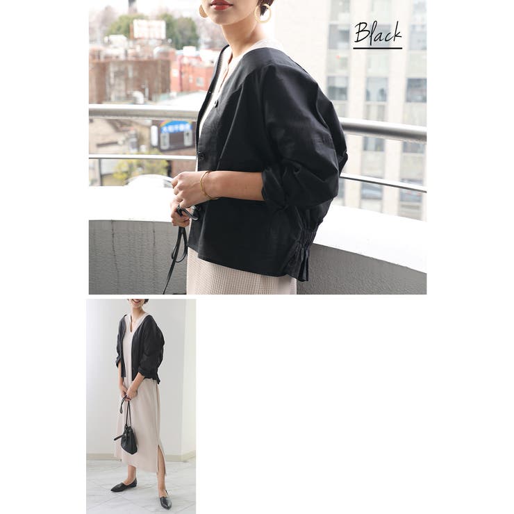 1枚プラスでキレイシルエット完成！バックギャザー ブルゾン 羽織り | Classical Elf  | 詳細画像13 