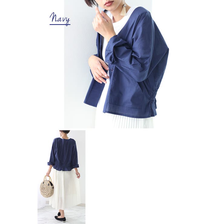 1枚プラスでキレイシルエット完成！バックギャザー ブルゾン 羽織り | Classical Elf  | 詳細画像16 