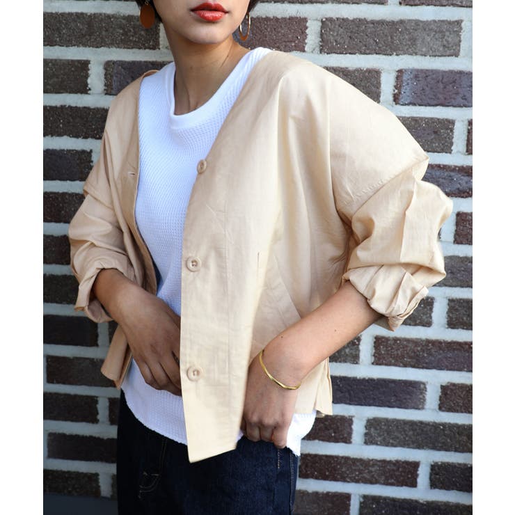 1枚プラスでキレイシルエット完成！バックギャザー ブルゾン 羽織り | Classical Elf  | 詳細画像20 