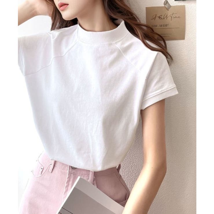 ホワイト | 綿100%の着心地、大人のモックネックラグランTシャツ | Classical Elf 