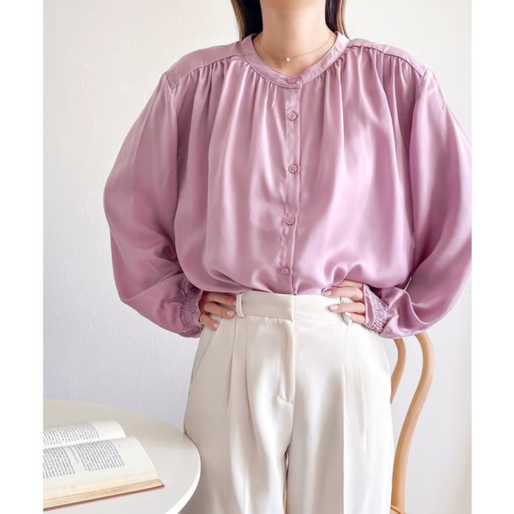 てろんとしなやか。ギャザー袖バンドカラーシャツ | Classical Elf  | 詳細画像10 