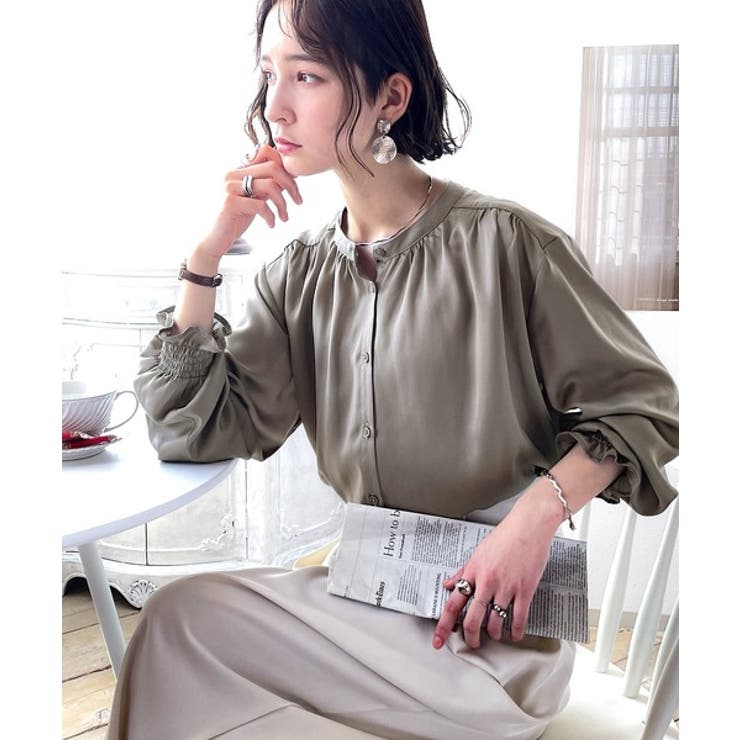 てろんとしなやか。ギャザー袖バンドカラーシャツ | Classical Elf  | 詳細画像8 