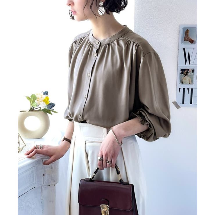 てろんとしなやか。ギャザー袖バンドカラーシャツ | Classical Elf  | 詳細画像15 