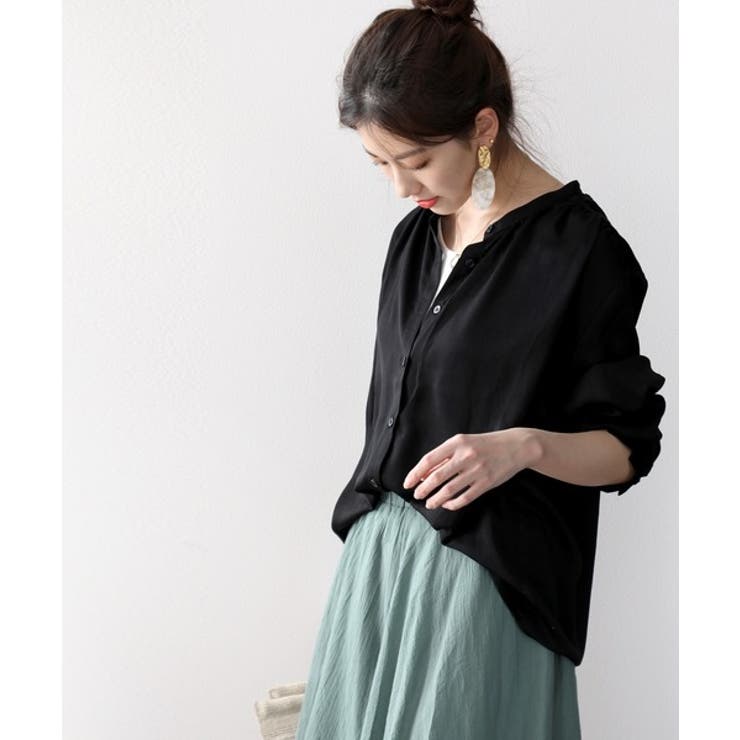 てろんとしなやか。ギャザー袖バンドカラーシャツ | Classical Elf  | 詳細画像16 