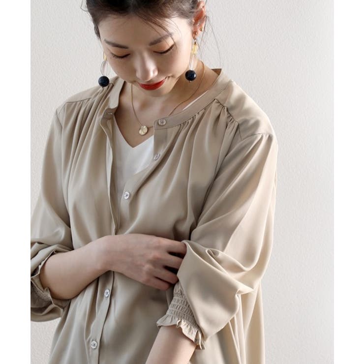 てろんとしなやか。ギャザー袖バンドカラーシャツ | Classical Elf  | 詳細画像19 