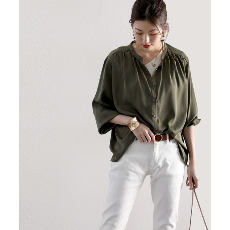 てろんとしなやか。ギャザー袖バンドカラーシャツ | Classical Elf  | 詳細画像23 