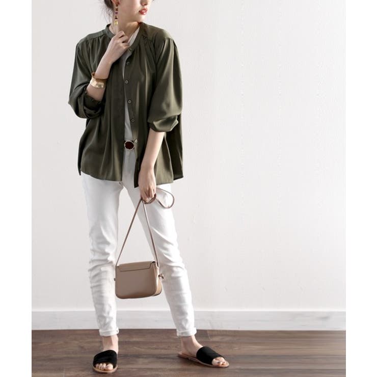 てろんとしなやか。ギャザー袖バンドカラーシャツ | Classical Elf  | 詳細画像25 