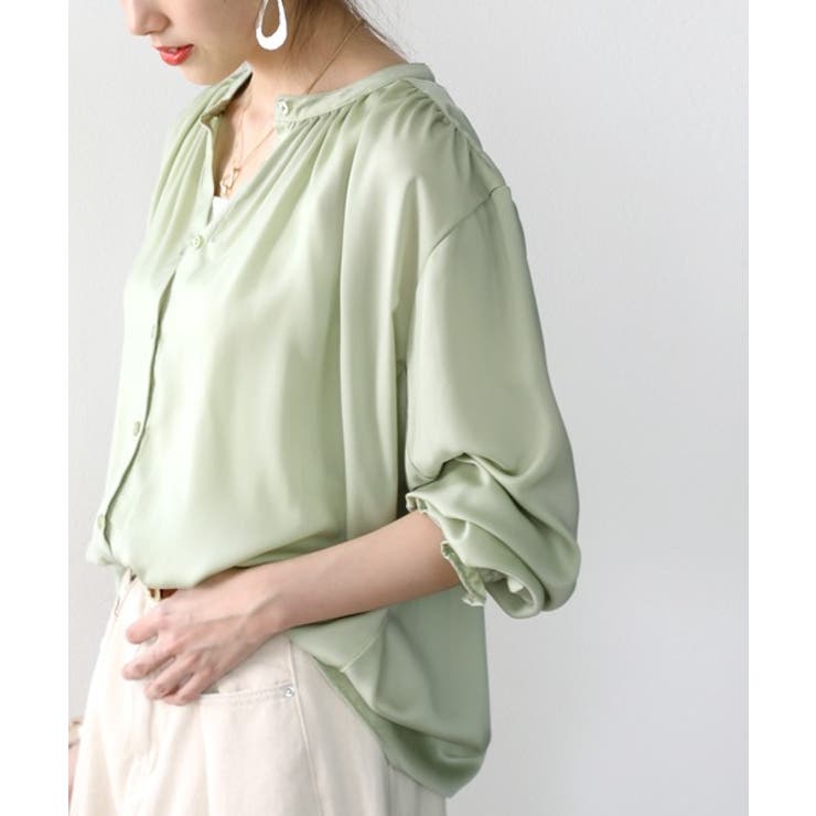 てろんとしなやか。ギャザー袖バンドカラーシャツ | Classical Elf  | 詳細画像26 